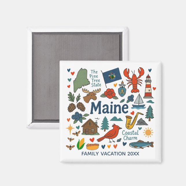Maine Family Trip Keepsake Custom Magnet (Front/Back)