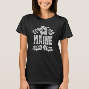 Maine Flowers Distressed White Print T-Shirt
