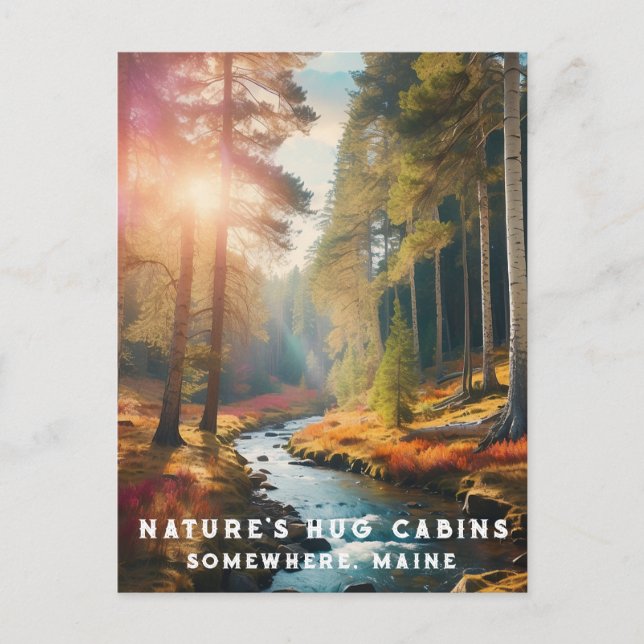 *~* Maine Forest Woods Stream Vacation AP49 Postcard (Front)