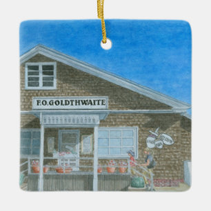 Maine General Store Watercolor Ceramic Ornament