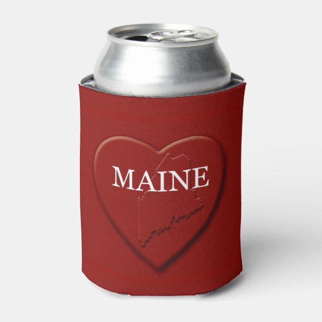 Maine Heart Map Design Can Cooler (Can Front)