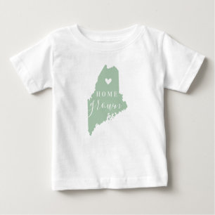 Maine Home Grown Editable Colours State Map Baby T-Shirt