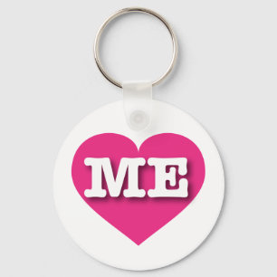 Maine Hot Pink Heart - I love ME Key Ring