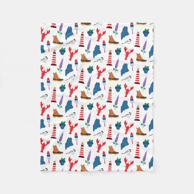 Maine Icons Fleece Blanket (Front)