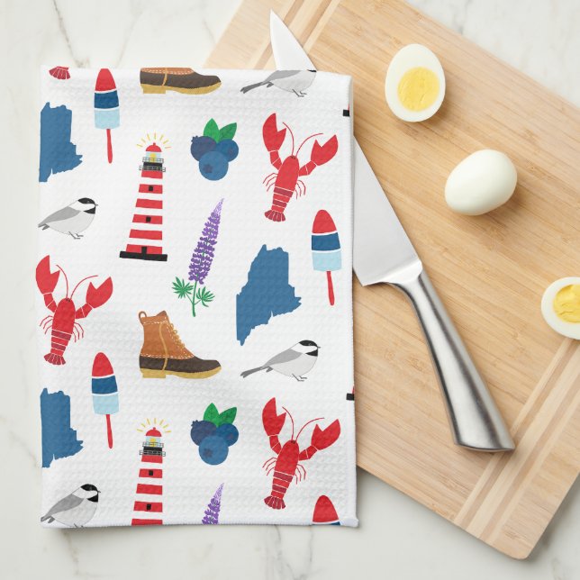 Maine Icons Tea Towel (Quarter Fold)