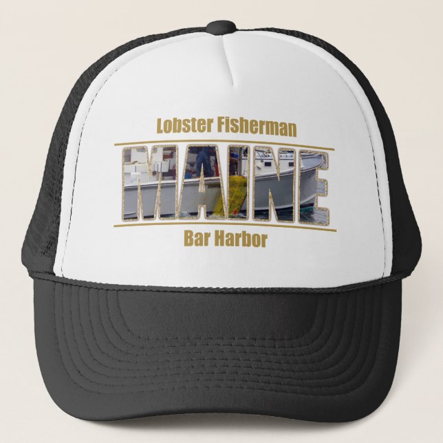 MAINE Image Text Series - Lobster Fisherman Trucker Hat (Front)