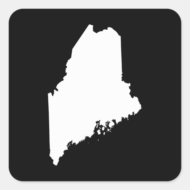 Maine in White and Black Square Sticker (Front)