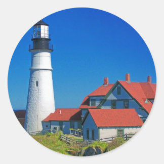 Maine Lighthouse 5 Classic Round Sticker