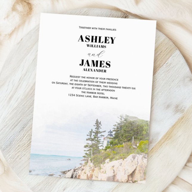 Maine Lighthouse Acadia National Park Wedding Invitation (Creator Uploaded)
