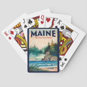 Maine Lighthouse Painterly Illustration Travel Art Playing Cards