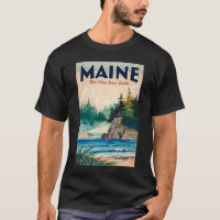 Maine Lighthouse Painterly Illustration Travel Art