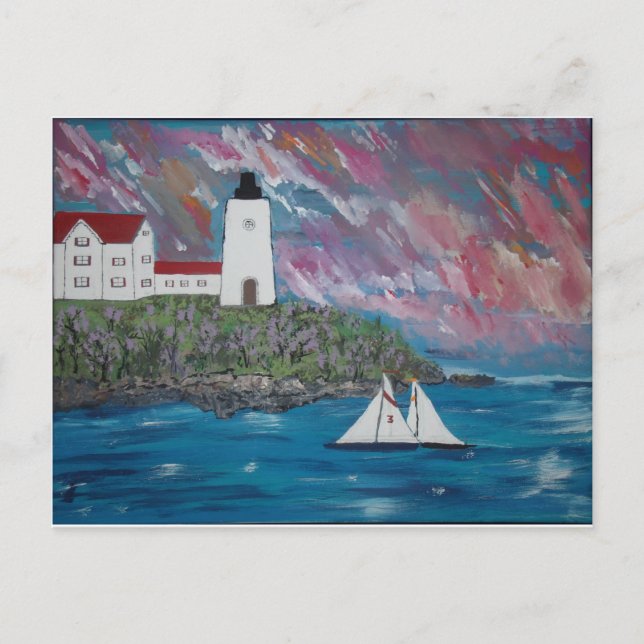 Maine Lighthouse Painting Postcard (Front)