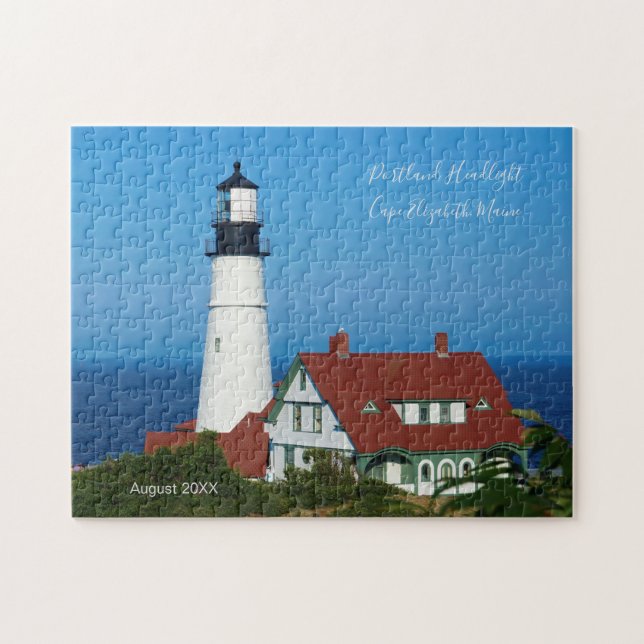 Maine Lighthouse Portland Headlight Date Visited Jigsaw Puzzle (Horizontal)