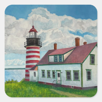 Maine Lighthouse Square Sticker