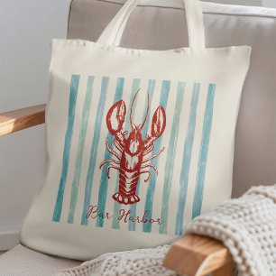 Maine Lobster Coastal Blue Stripes Tote Bag
