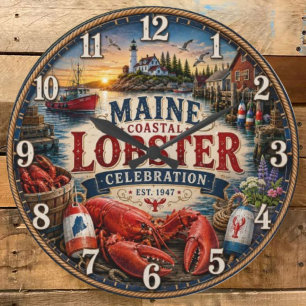 Maine Lobster Festival Maine Harbor Lighthouse  Large Clock
