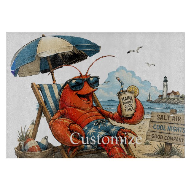 Maine Lobster Summer Fun Thunder_Cove Cutting Board (Front)