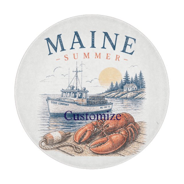 Maine Lobster Summer Fun Thunder_Cove Cutting Board (Front)