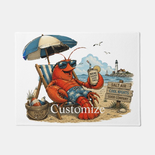 Maine Lobster Summer Fun Thunder_Cove Doormat (Front)