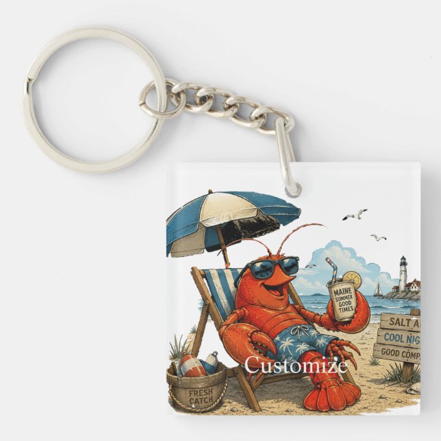 Maine Lobster Summer Fun Thunder_Cove Key Ring (Front)
