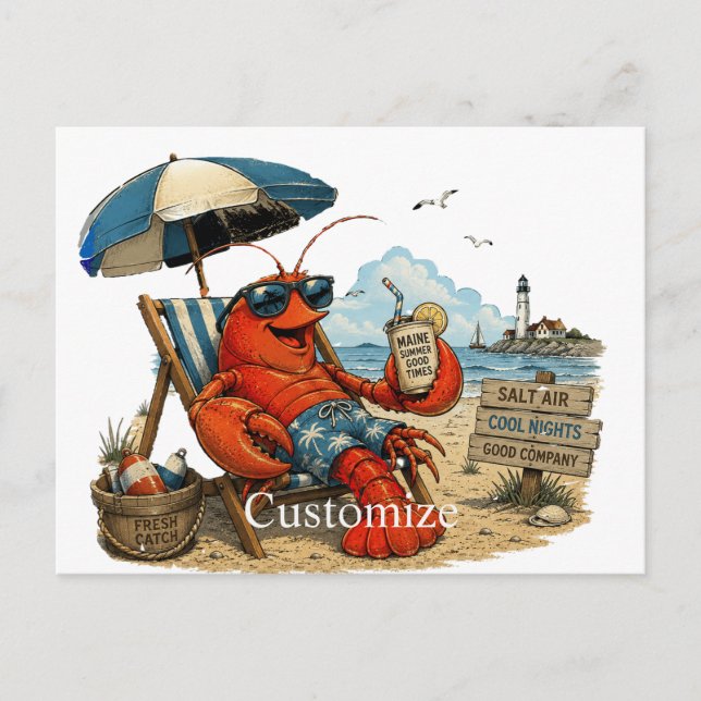 Maine Lobster Summer Fun Thunder_Cove Postcard (Front)