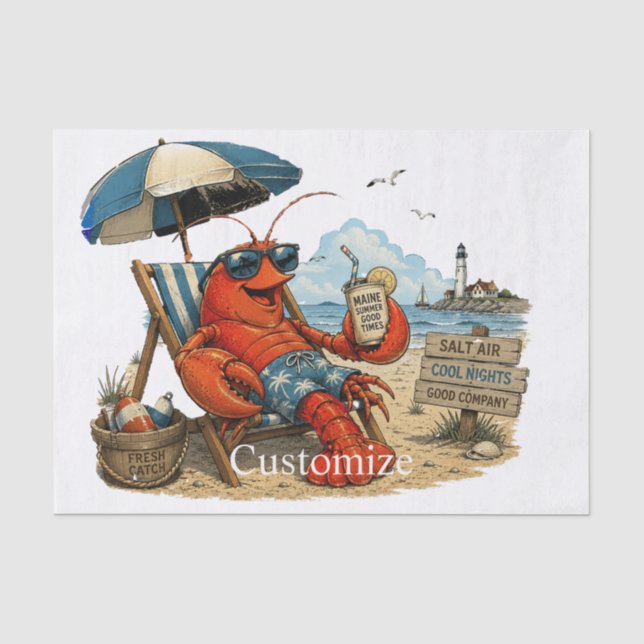 Maine Lobster Summer Fun Thunder_Cove Tissue Paper (Front)