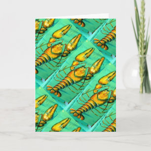 maine lobsters on green greeting card