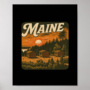 Maine Log Cabin Outdoor Camping Nature Enthusiast Poster