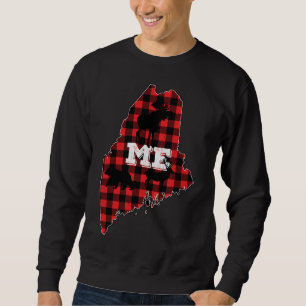 Maine ME State Red Plaid Fill Moose Hunting Christ Sweatshirt