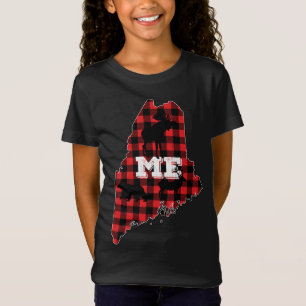 Maine ME State Red Plaid Fill Moose Hunting Christ T-Shirt