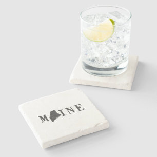Maine Name with State Shaped Letter Stone Coaster