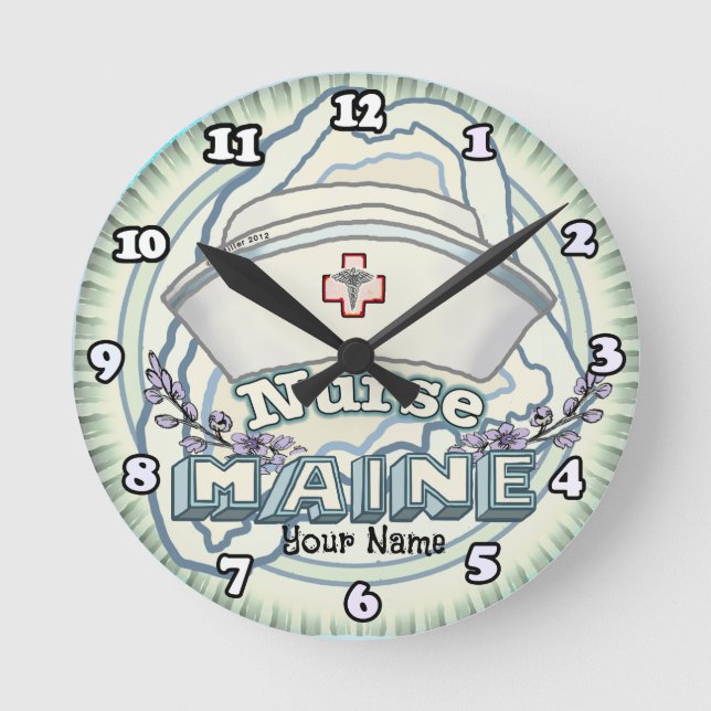 Maine Nurse Round Clock (Front)