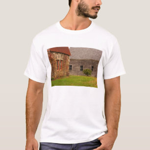 Maine,  Old stone building and wooden barn in T-Shirt