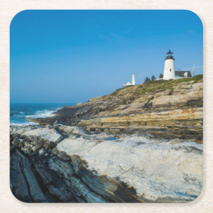 Maine, Pemaquid Point, Pemaquid Point Lighthouse Square Paper Coaster