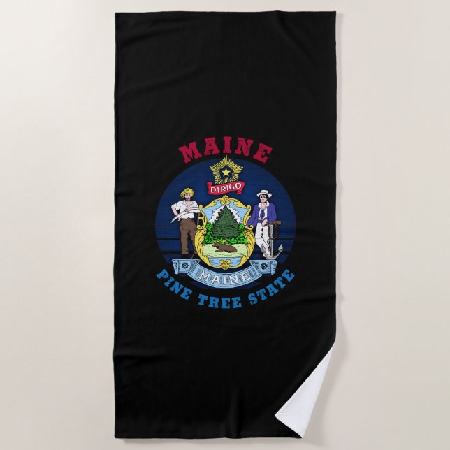 MAINE PINE TREE STATE FLAG BEACH TOWEL (Front)