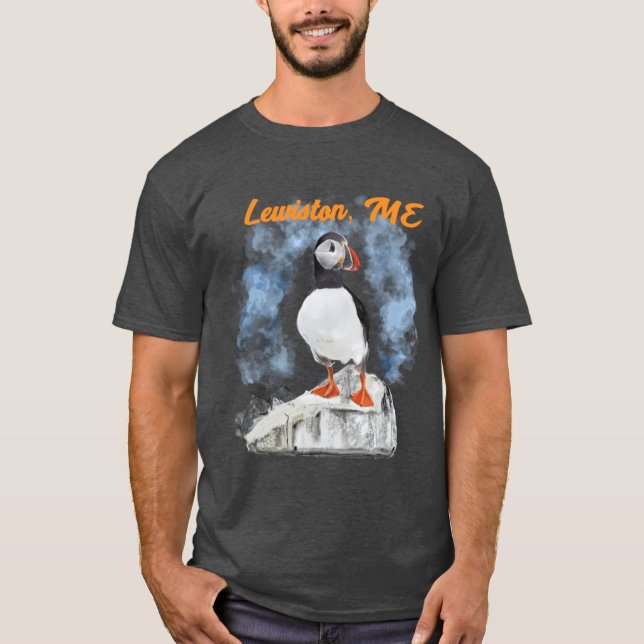 Maine Puffin and City T-Shirt (Front)
