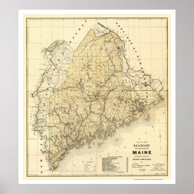 Maine Railroad Map 1899 Poster (Front)