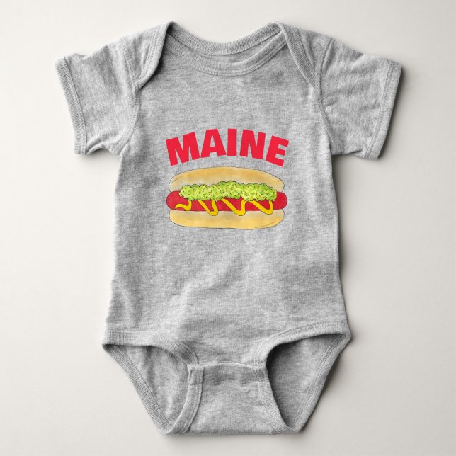 Maine Red Snapper Hotdog Portland ME Food Cookout Baby Bodysuit (Front)