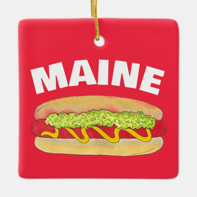 Maine Red Snapper Hotdog Portland ME Food Cookout Ceramic Ornament (Front)