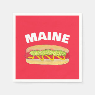 Maine Red Snapper Hotdog Portland ME Food Cookout Napkin