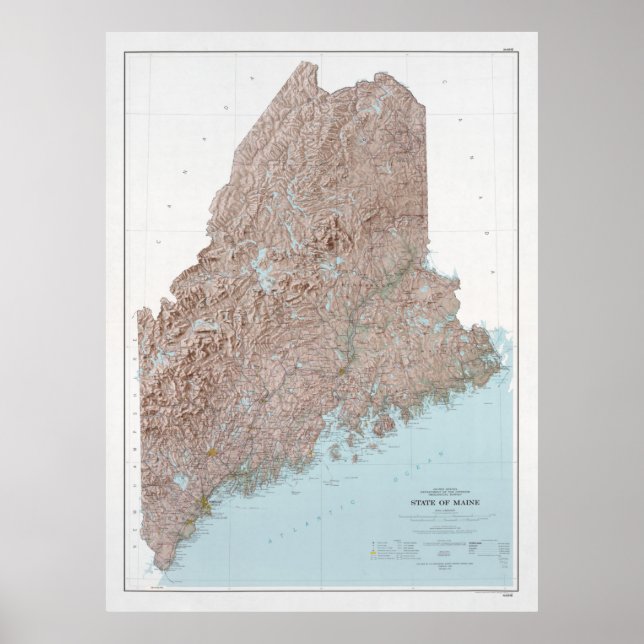 Maine Relief Map (1977) The Pine Tree State  Poster (Front)