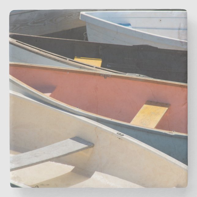 Maine, Rockland. Colourful boats in Rockland Stone Coaster (Front)