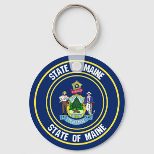 Maine Round Emblem Key Ring