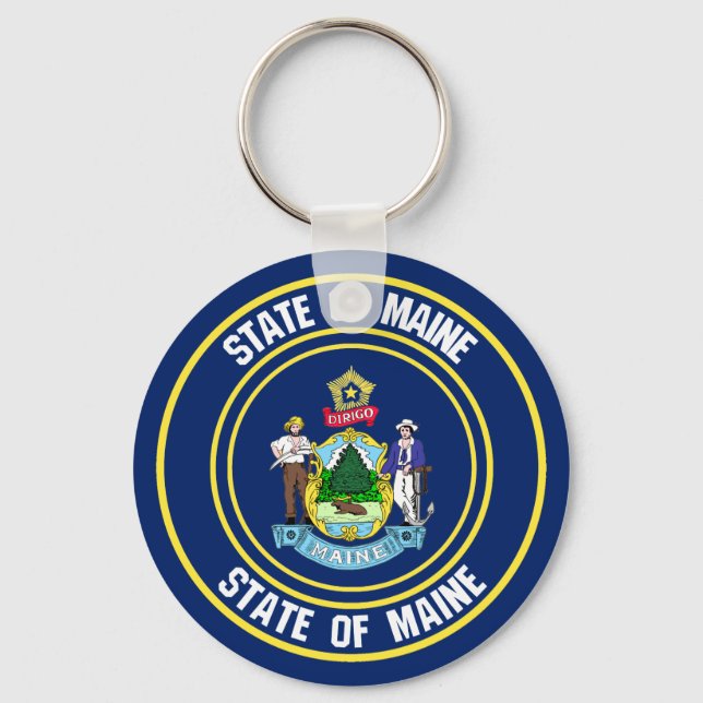 Maine Round Emblem Key Ring (Front)