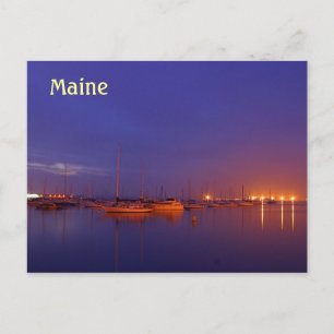 Maine sailboats in marina at dusk postcard