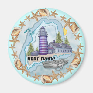 Maine Shells Lighthouse magnet
