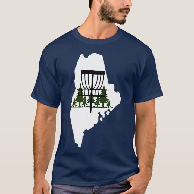 Maine Silhouette Disc Golf Basket T-Shirt (Front)