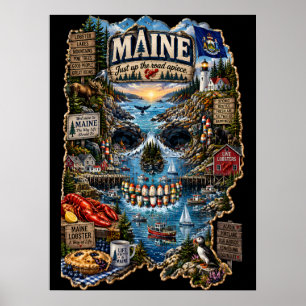 Maine Skull Art Print State of Mind
