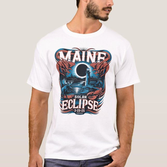Maine Solar Eclipse 3-29-2025 "DIRIGO" T-Shirt (Front)