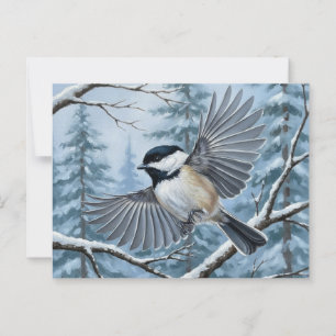 Maine State Bird Black-Capped Chickadee Postcard